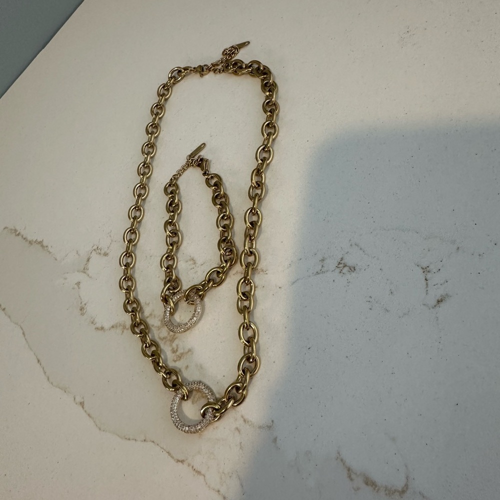 Gold Chain Necklace and Bracelet Set